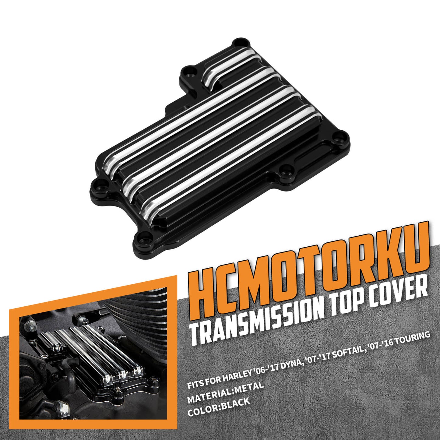 CNC Aluminum Transmission Top Cover Fit Harley `07-`16 Touring `06-`17 Dyna `07-`17 Softail | HCmotorku