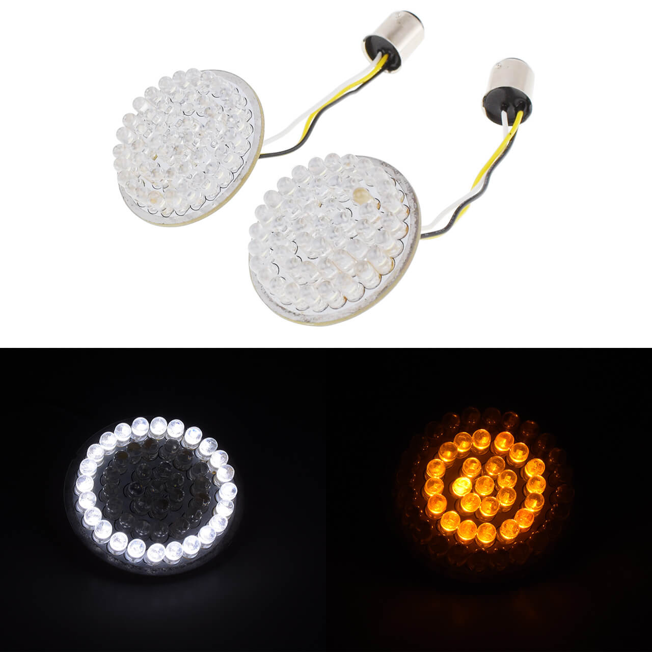 2" Bullet-Style 1157 LED White & Amber Turn Signal Running Lights Fit For Harley | HCmotorku