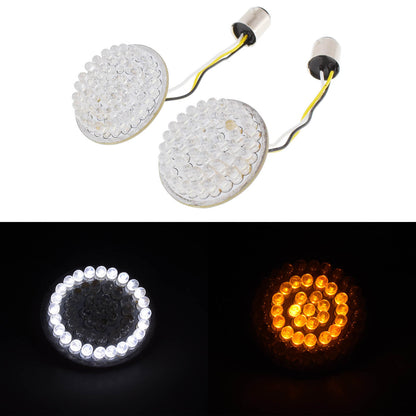 2" Bullet-Style 1157 LED White & Amber Turn Signal Running Lights Fit For Harley | HCmotorku