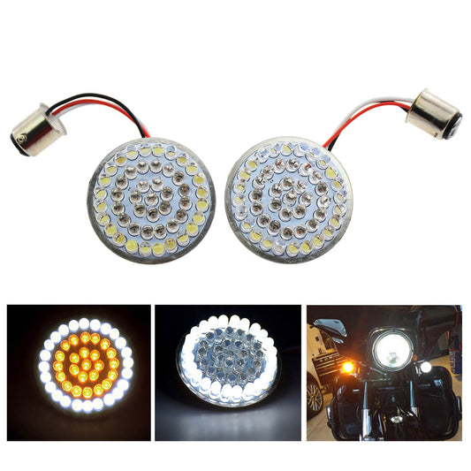 2" Bullet-Style 1157 LED White & Amber Turn Signal Running Lights Fit For Harley | HCmotorku