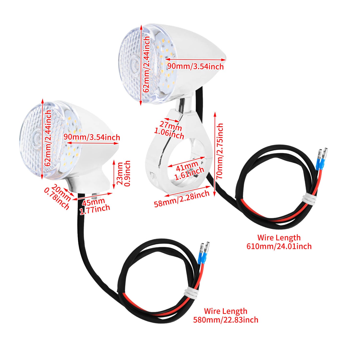 Front Rear LED Bullet Turn Signal 41mm Indicator Blinker | HCmotorku