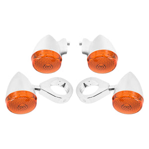 4* Front Rear LED Turn Signal Light 39mm 41mm Fork Clamp Chrome Fit For Harley | HCmotorku
