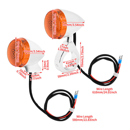 4* Front Rear LED Turn Signal Light 39mm 41mm Fork Clamp Chrome Fit For Harley | HCmotorku