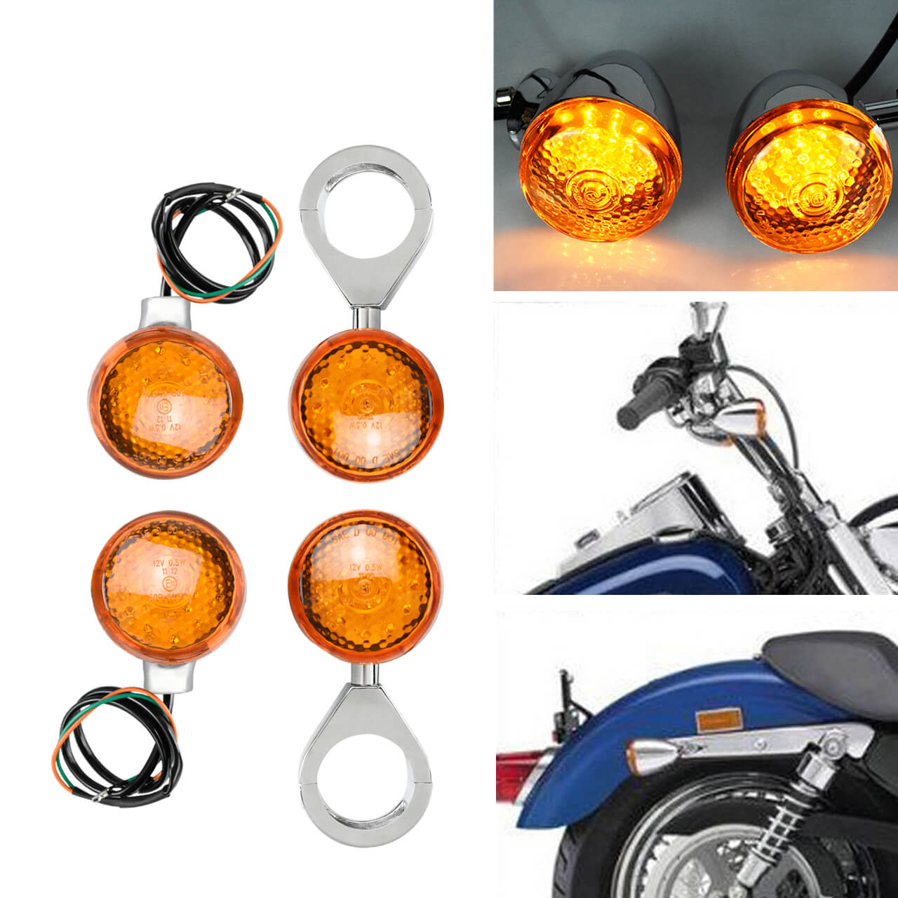 Front Rear LED Bullet Turn Signal 41mm Indicator Blinker | HCmotorku