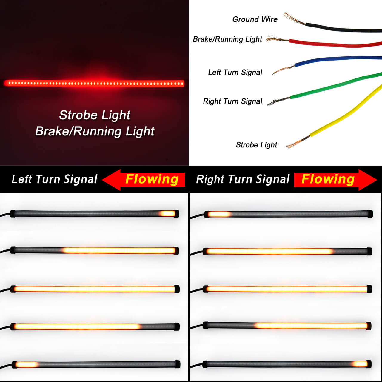 Rear Flexible Flowing Turn Signal Brake Tail LED Amber Red Light Fit For BMW | HCmotorku