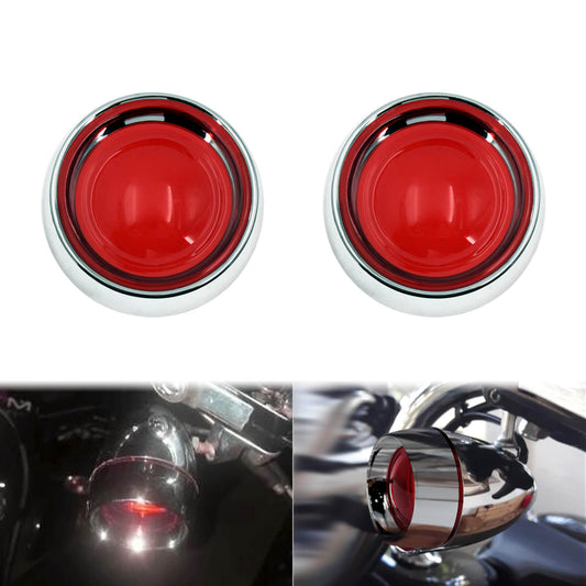 2x Turn Signals Lens Cover Chrome Red Front Rear For Harley Sportster | HCmotorku