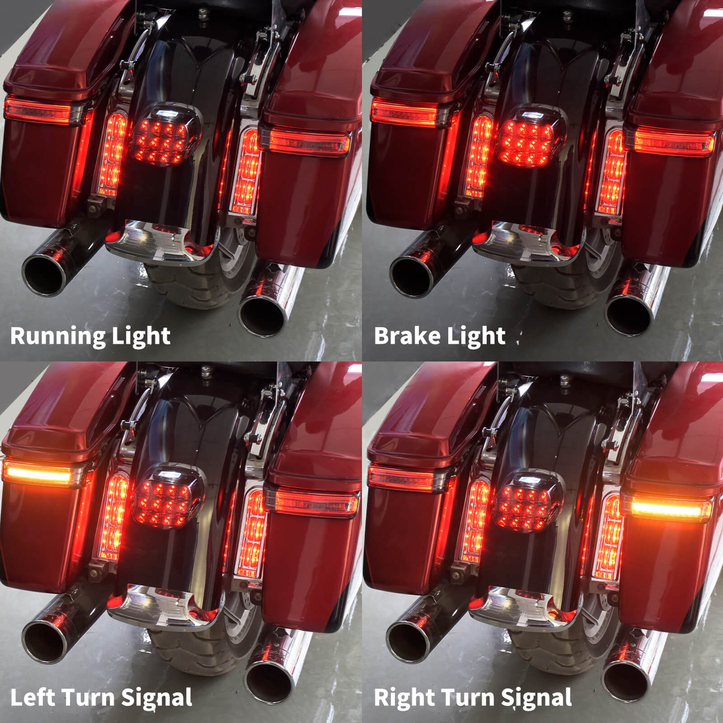 LED Saddlebag Running Brake Turn Light Smoke Fit For Harley Touring FLHT 2014-UP | HCmotorku