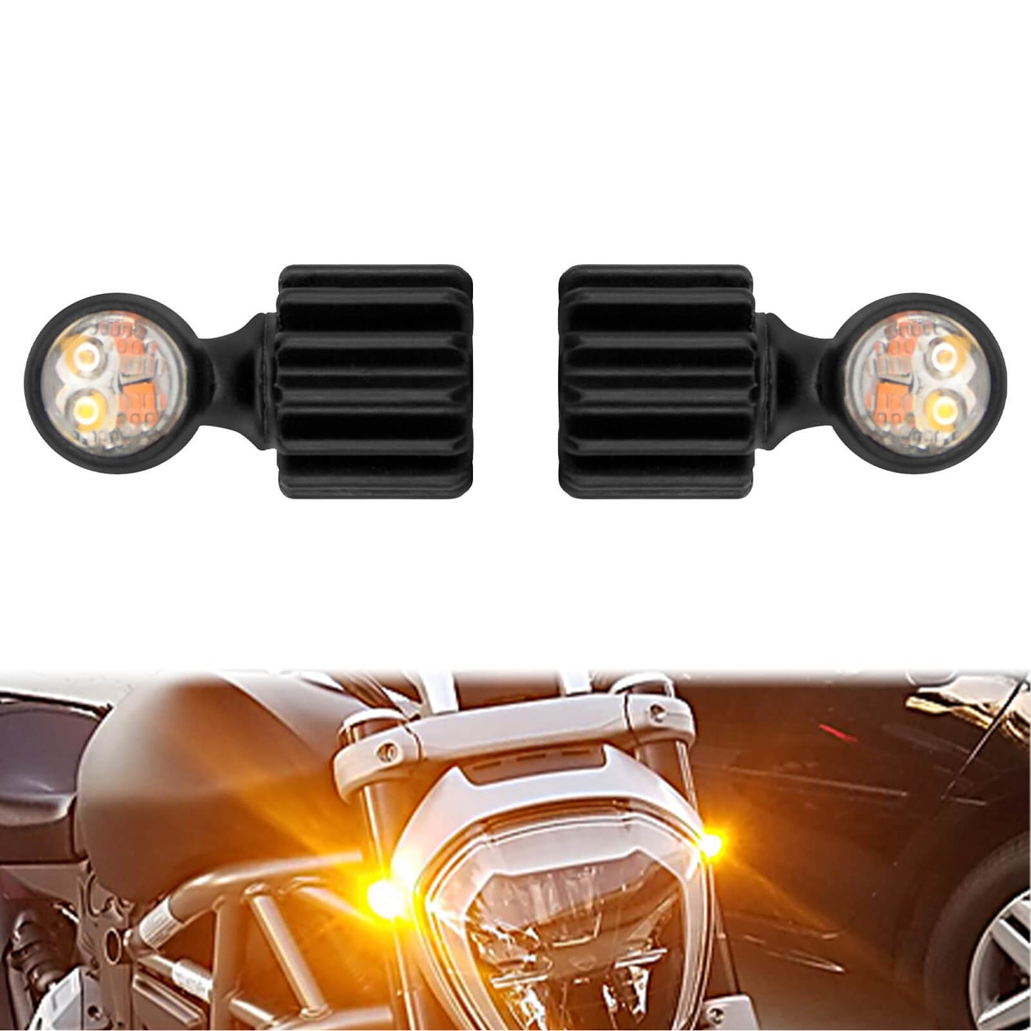 2pcs Mini LED Turn Signal Amber Indicator Blinker Fit For Universal Motorcycle | HCmotorku