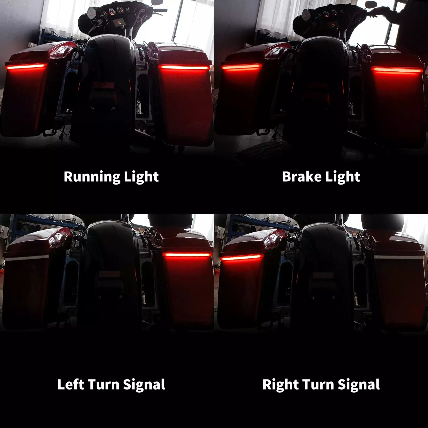 LED Saddlebag Flowing Brake Turn Signal Lights For Harley Street Road Glide 2014-UP | HCmotorku