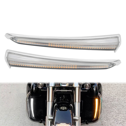 LED Fairing Turn Signal Running Lamp Chrome Fit For Harley Touring Glide 2014-2023 | HCmotorku