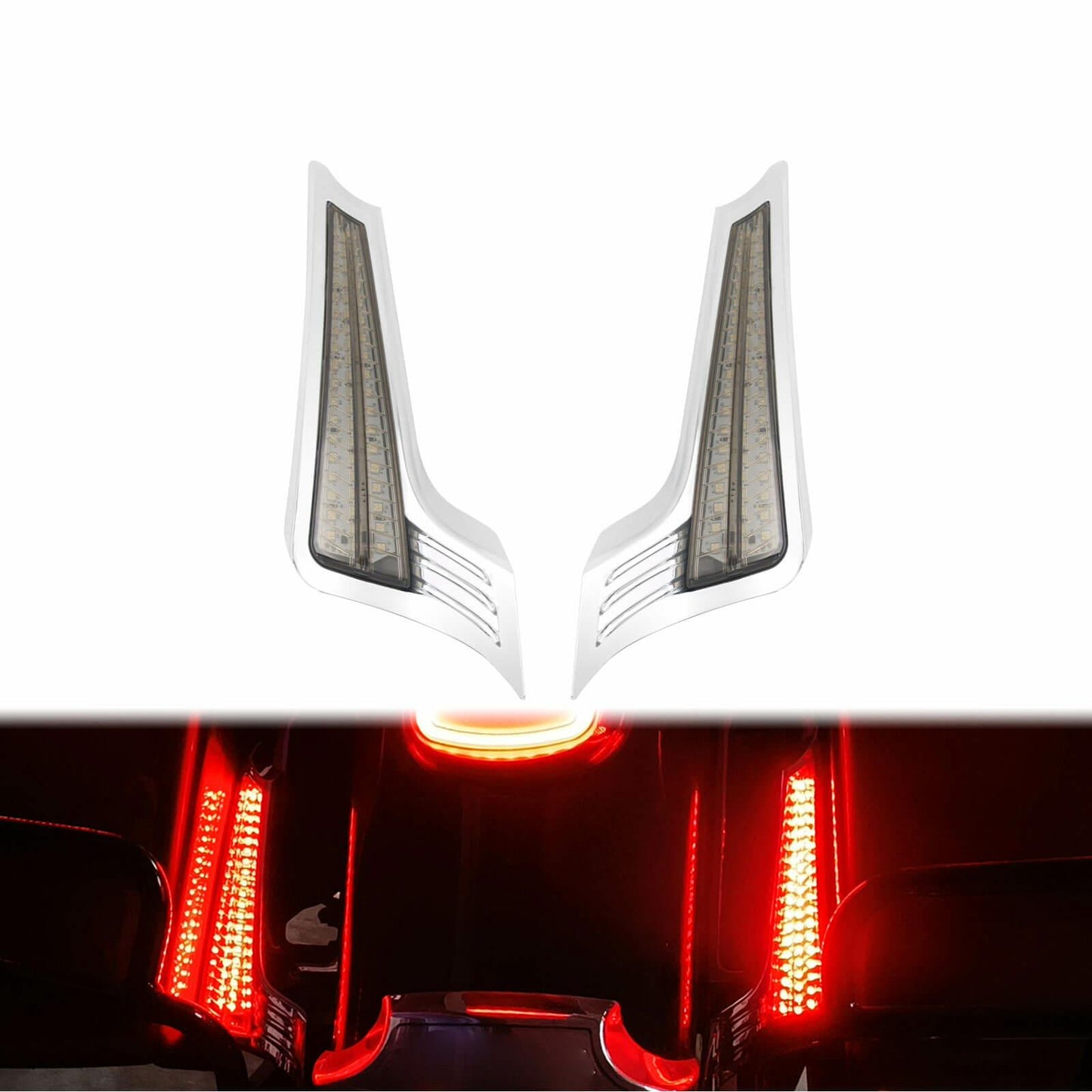 Rear Fender LED Light Turn Singal Smoke Lens Chrome For Harley Road Street Glide | HCmotorku