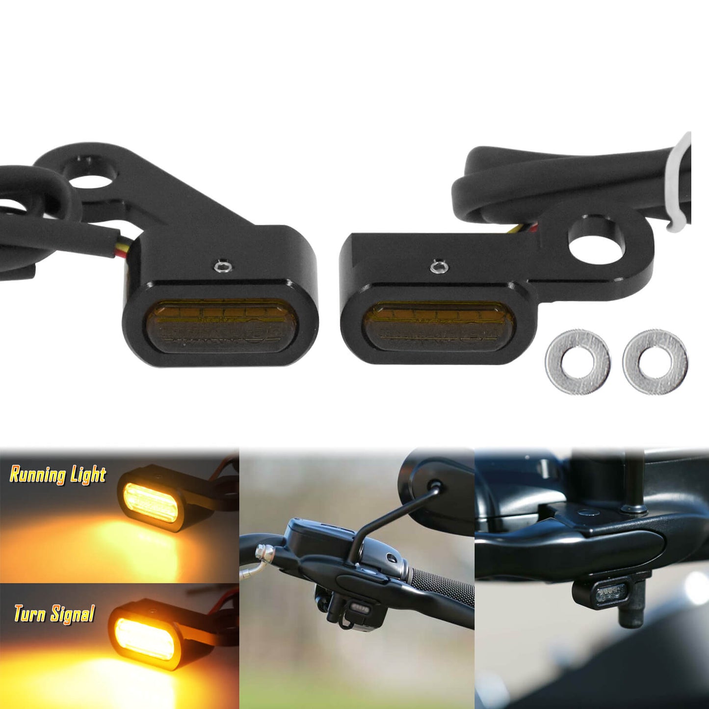 Mini Motorcycle LED Turn Signal Indicator Amber Lights Blinker Fit For Sportster | HCmotorku