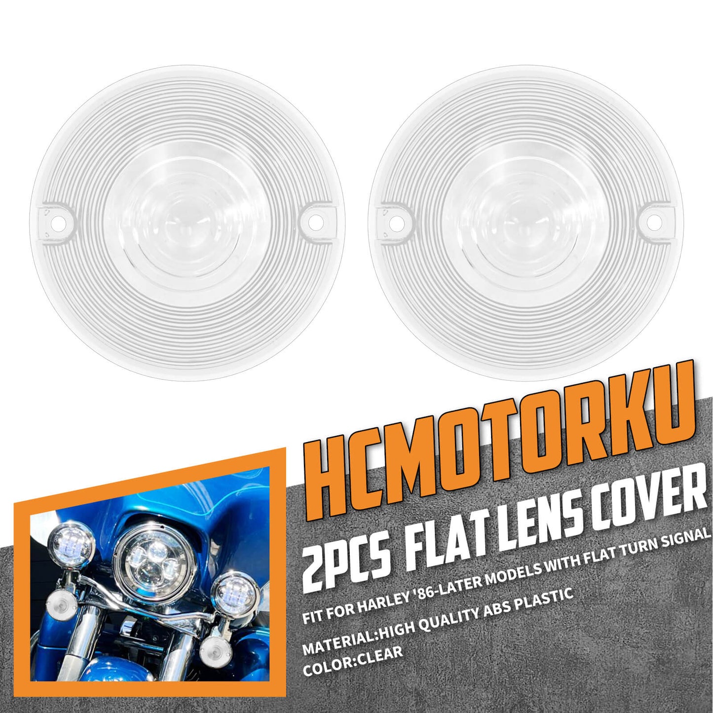 2x Flat LED Turn Signal Light Lens Cover Fit For Harley Touring Heritage Softail | HCmotorku