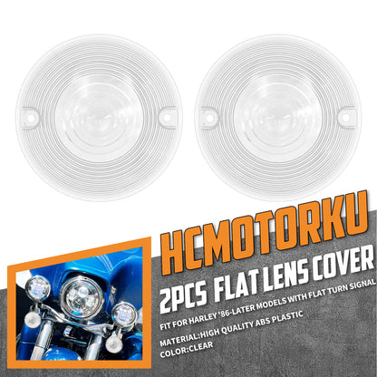 2x Flat LED Turn Signal Light Lens Cover Fit For Harley Touring Heritage Softail | HCmotorku