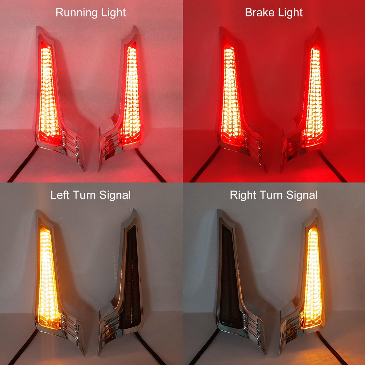 Rear Fender LED Light Turn Singal Smoke Lens Chrome For Harley Road Street Glide | HCmotorku