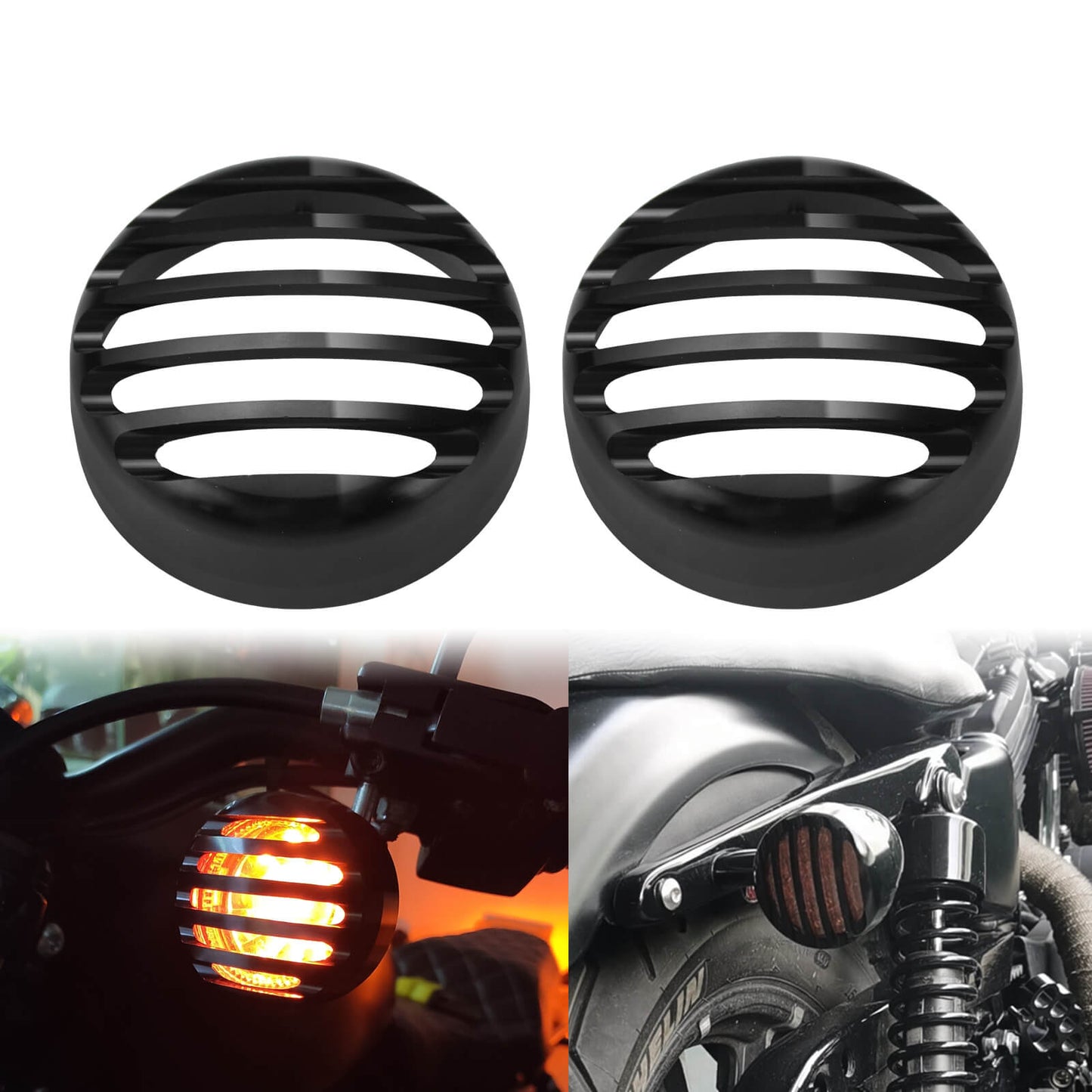 2* Rear Turn Signal Light Lamp Grill Bezel Cover Black Fit For Harley | HCmotorku