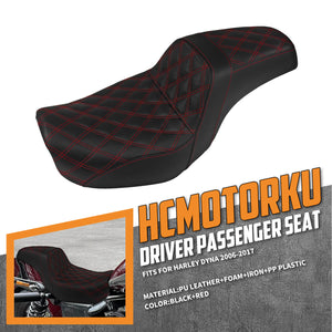 Two-Up Seat Rider Passenger Red Line Fit For Harley Dyna 2006-2017 | HCmotorku