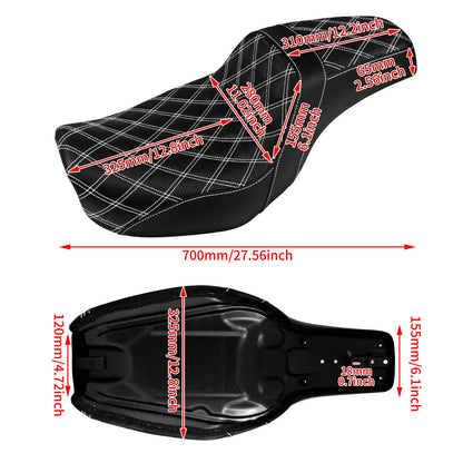 Two-Up Seat Rider Passenger White Line Fit For Harley Dyna 2006-2017 | HCmotorku