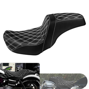 Two-Up Seat Rider Passenger White Line Fit For Harley Dyna 2006-2017 | HCmotorku