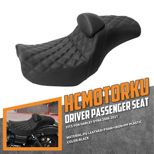 Two-Up Seat Rider Passenger Black Line Fit For Harley Dyna 2006-2017 | HCmotorku