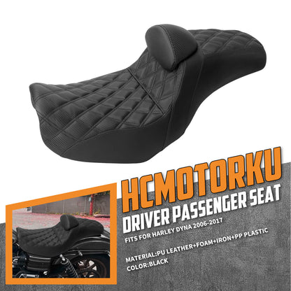 Two-Up Seat Rider Passenger Black Line Fit For Harley Dyna 2006-2017 | HCmotorku