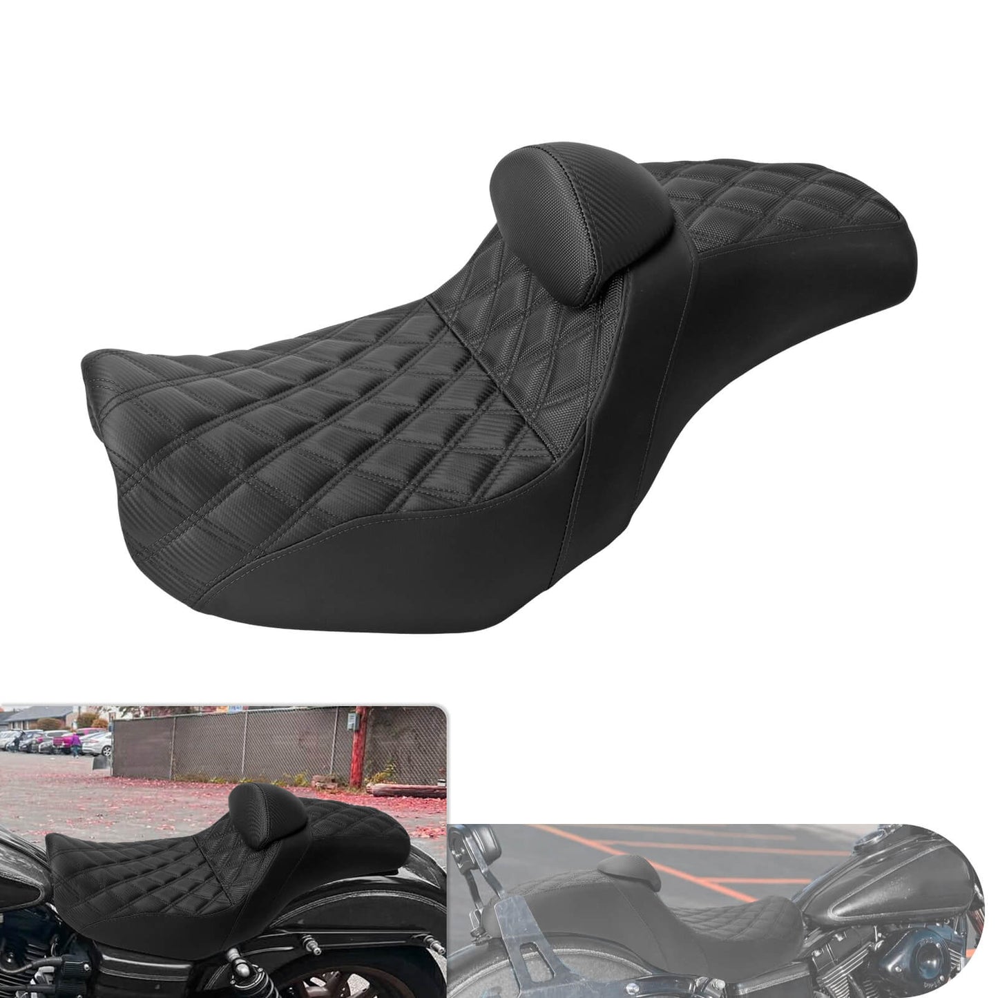 Two-Up Seat Rider Passenger Black Line Fit For Harley Dyna 2006-2017 | HCmotorku