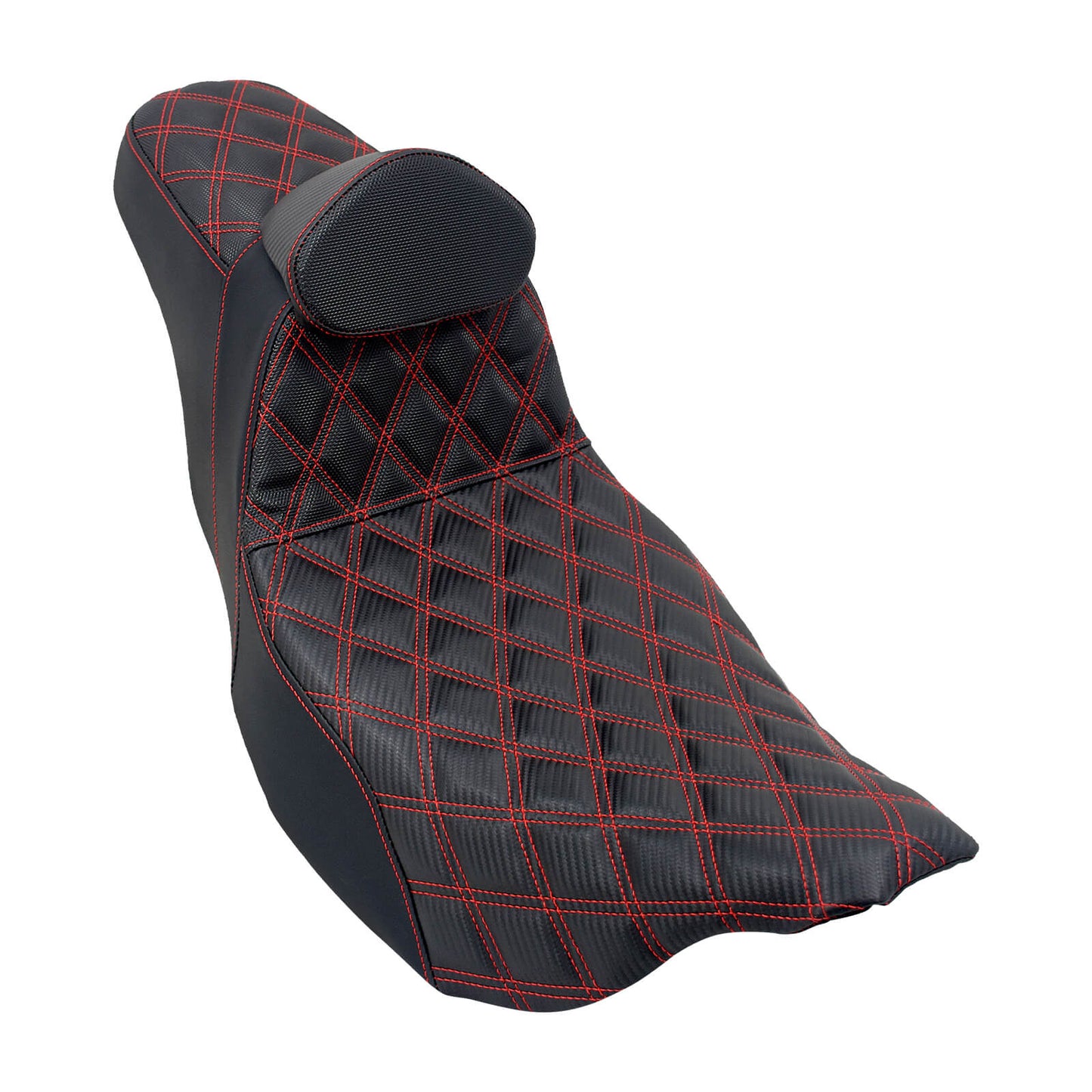 Passenger Driver Seat w/ Backrest Red Stitching For Harley Touring 2009-2023 | HCmotorku