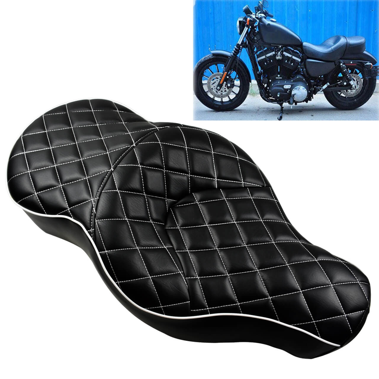 Diamond Driver Passenger Two Up Seat Fit For Harley Sportster XL 883 1200 2004-2018 | HCmotorku