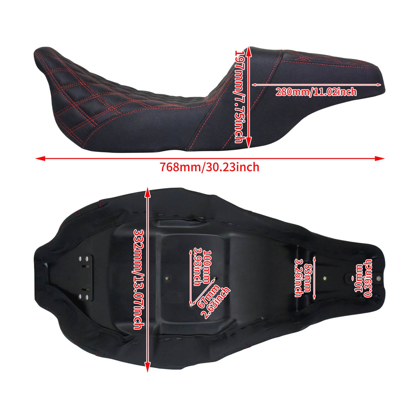 Driver Passenger Two Up Seat Gel Seats Red For Harley Touring 2009-2023 | HCmotorku