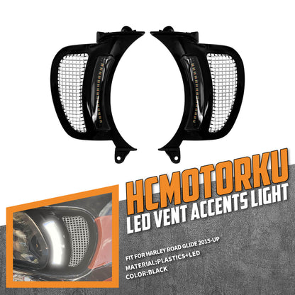 Headlight Vent Accent LED Side Lights Fit Harley Road Glide Model 2015-2023 | HCmotorku