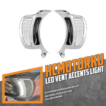 Headlight Vent Accent LED Side Lights Fit Harley Road Glide Model 2015-2023 | HCmotorku