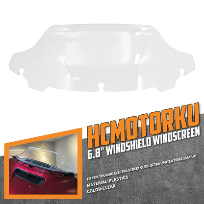 6.8" Clear Motorcycle Windscreen Windshield Fit For Harley Touring Glide 2014-2020 | HCmotorku