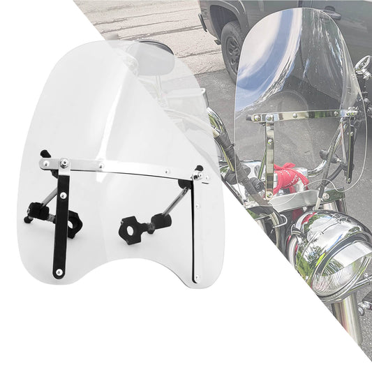Large Universal Motorcycle Windshield 7/8 1" 1.25" Handlebars Windscreen Clear | HCmotorku