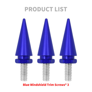 3x Impaler Spike Blue Wind Screen Windshield Bolt For Electra Street Glide 1996-2013 | HCmotorku