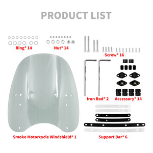 Windshield Windscreen Smoke + Handlebar Clamp For Harley Honda | HCmotorku