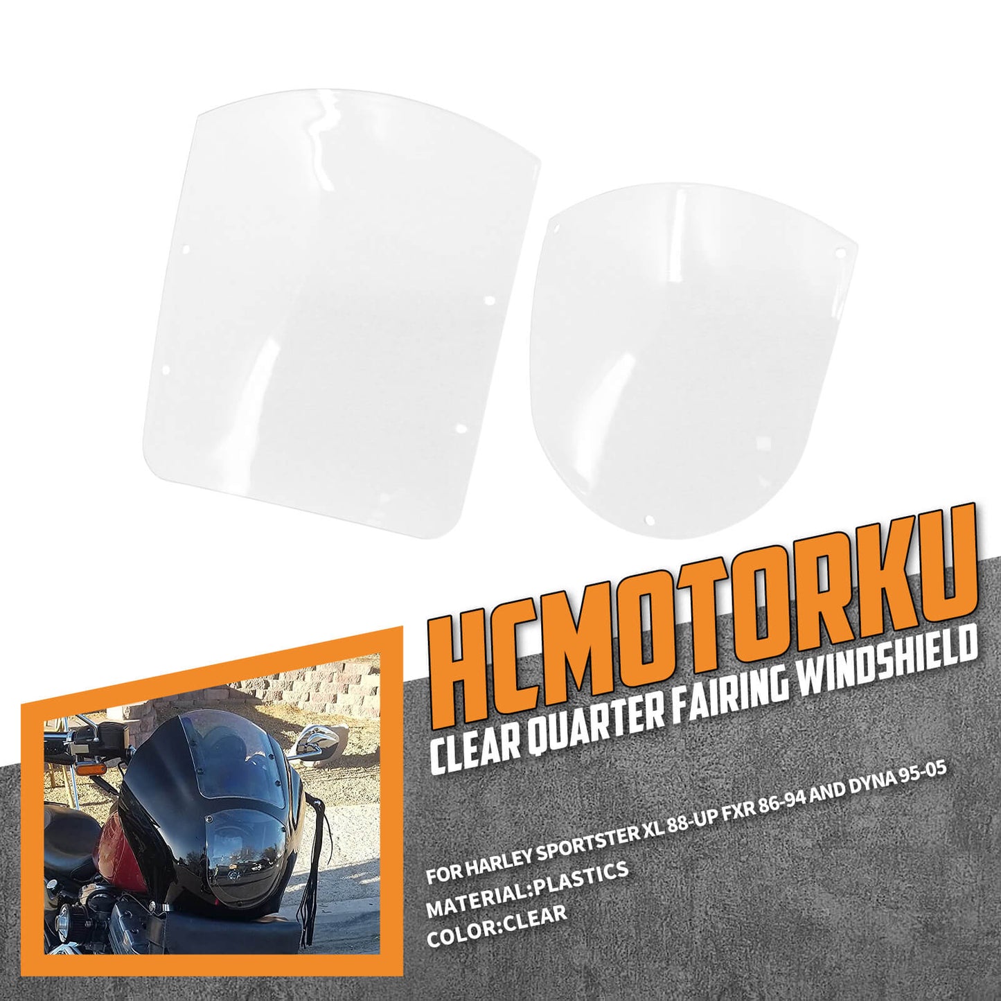 Clear Windshield Quarter Fairing ABS Kit For Harley Sportster 883 1200 Dyna | HCmotorku