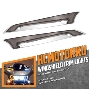 Fairing Windscreen Trim W/ Smoke LED Lights Chrome For Harley FLTRX FLTR 2015-2023 | HCmotorku
