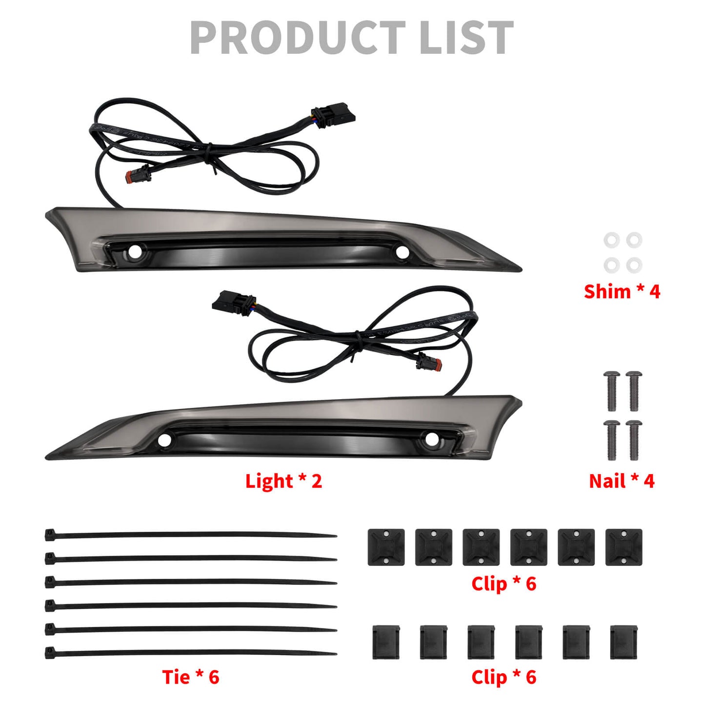 Windshield Fairing Trim W/ Smoke LED Lights Black Fit For Harley Road Glide 2015-UP | HCmotorku