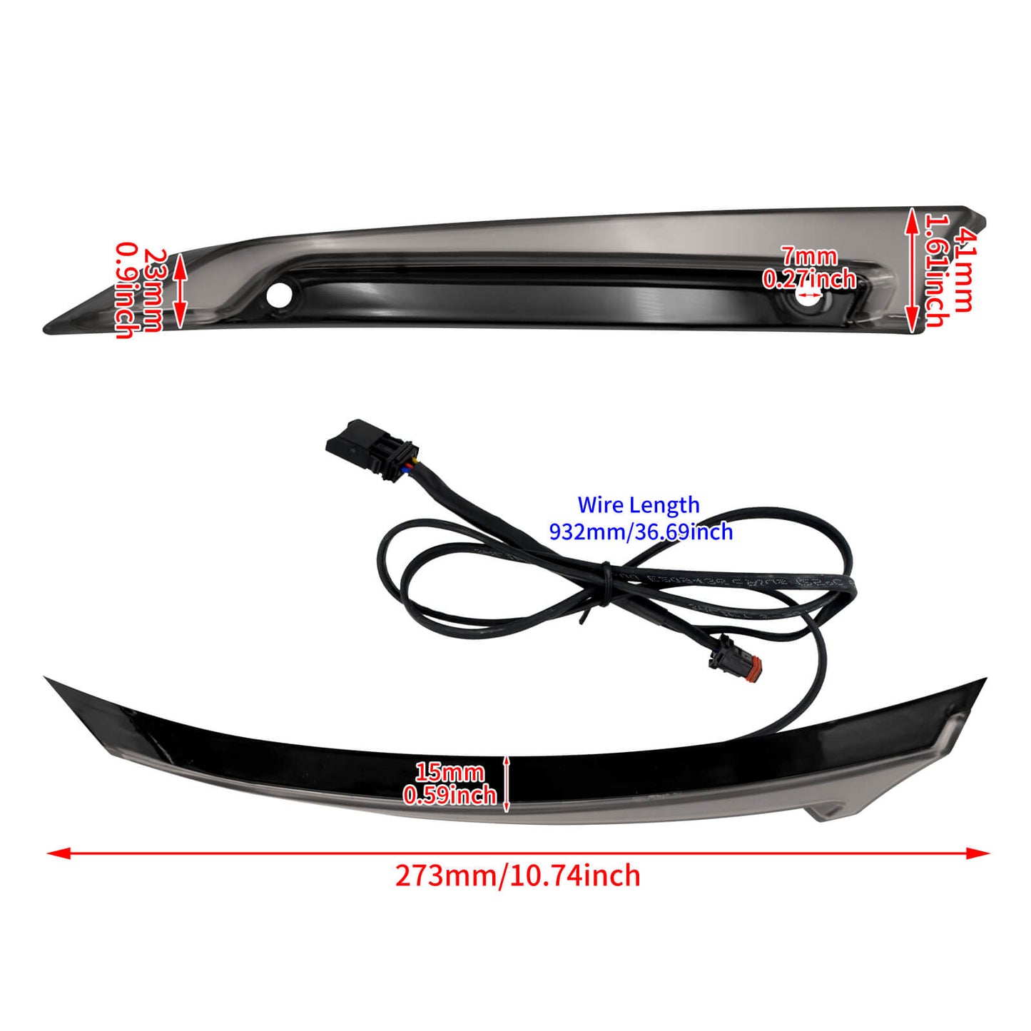 Windshield Fairing Trim W/ Smoke LED Lights Black Fit For Harley Road Glide 2015-UP | HCmotorku