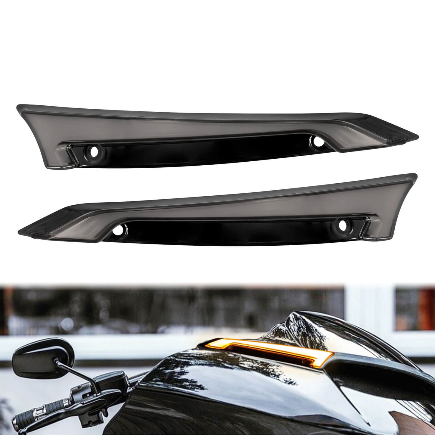 Windshield Fairing Trim W/ Smoke LED Lights Black Fit For Harley Road Glide 2015-UP | HCmotorku