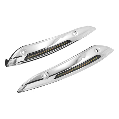 Windshield Trim Aluminum Turn Signals LED Light Chrome For Harley Road Glide 2015-UP | HCmotorku