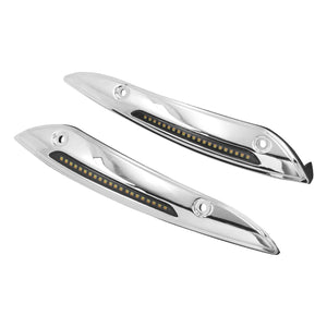 Windshield Trim Aluminum Turn Signals LED Light Chrome For Harley Road Glide 2015-UP | HCmotorku