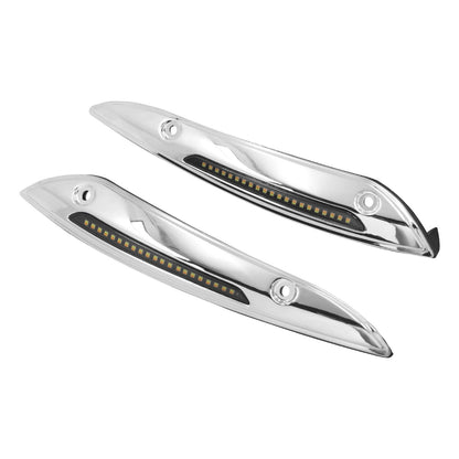 Windshield Trim Aluminum Turn Signals LED Light Chrome For Harley Road Glide 2015-UP | HCmotorku