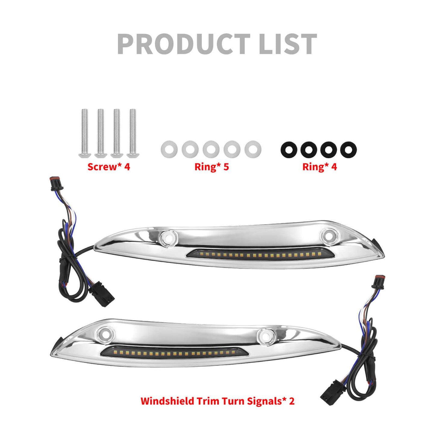 Windshield Trim Aluminum Turn Signals LED Light Chrome For Harley Road Glide 2015-UP | HCmotorku