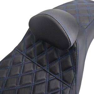 Two-Up Seat Rider Passenger Blue Line Fit For Harley Dyna 2006-2017 | HCmotorku