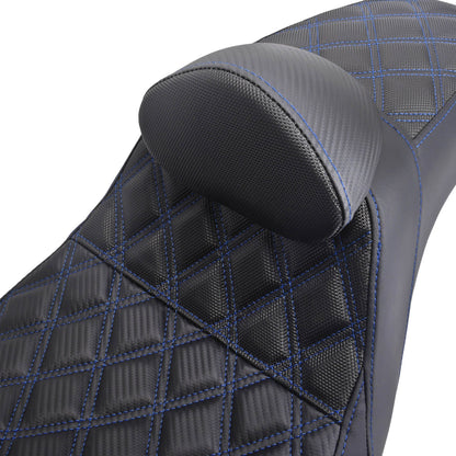 Two-Up Seat Rider Passenger Blue Line Fit For Harley Dyna 2006-2017 | HCmotorku