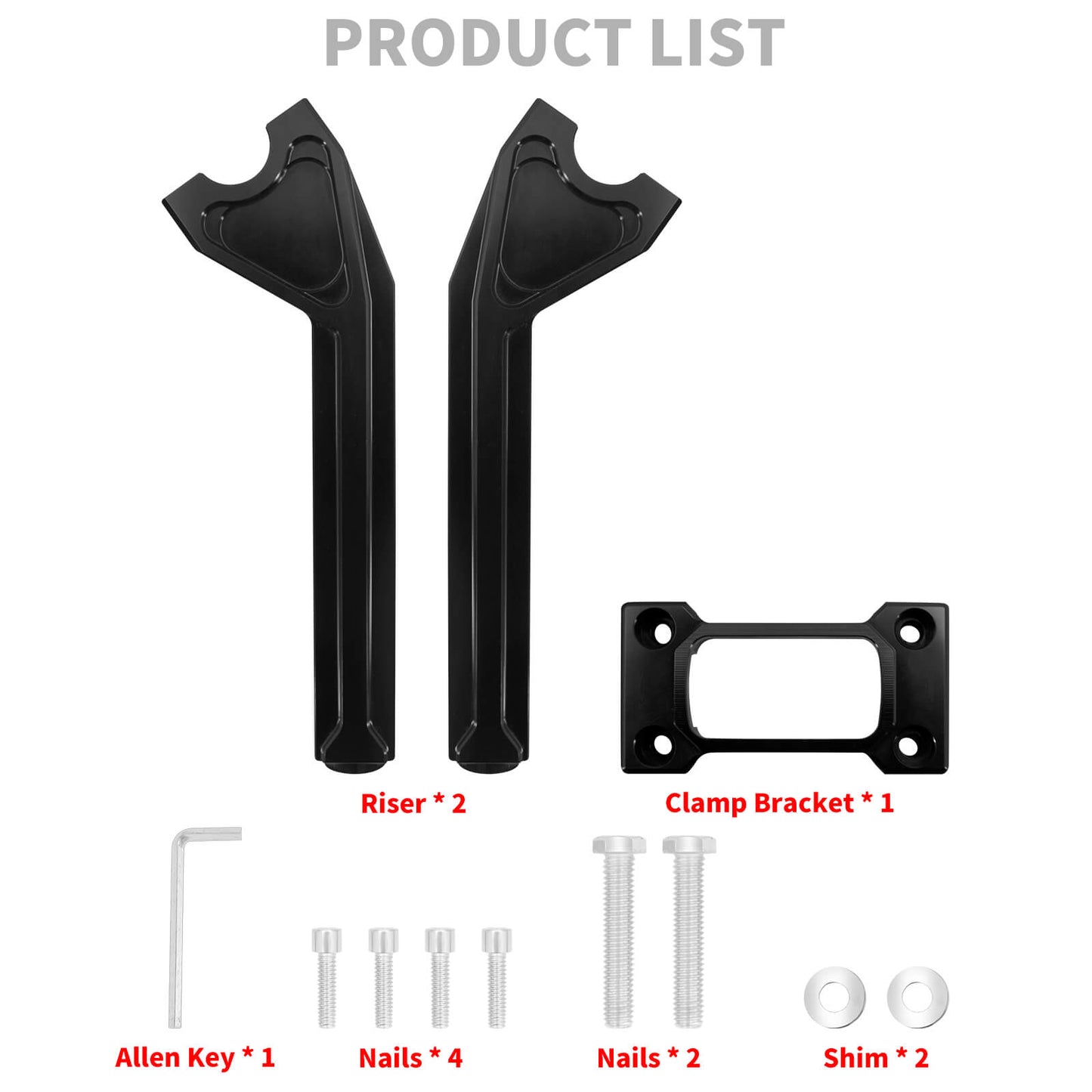 1" Handlebar 10" Riser Clamp Kit Black For Harley Softail Street Bob Low Rider ST | HCmotorku