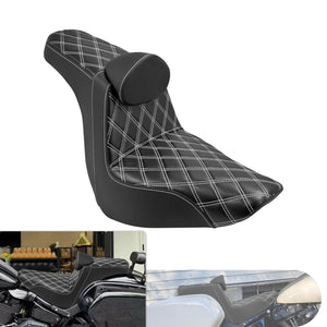 Driver Passenger Gel Seat White Line w/ Backrest For Harley Low Rider 2018-2024 |  HCmotorku