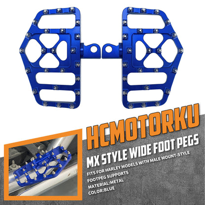 MX Style Foot Pegs Floorboard Blue For Harley Touring Dyna Softail Sportster | HCmotorku