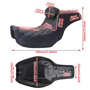Two-Up Seat Rider Passenger Blue Line Fit For Harley Dyna 2006-2017 | HCmotorku